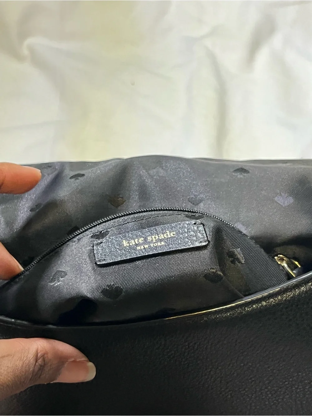 kate spade Black Pebbled Leather Shoulder Bag with Gold Hardware